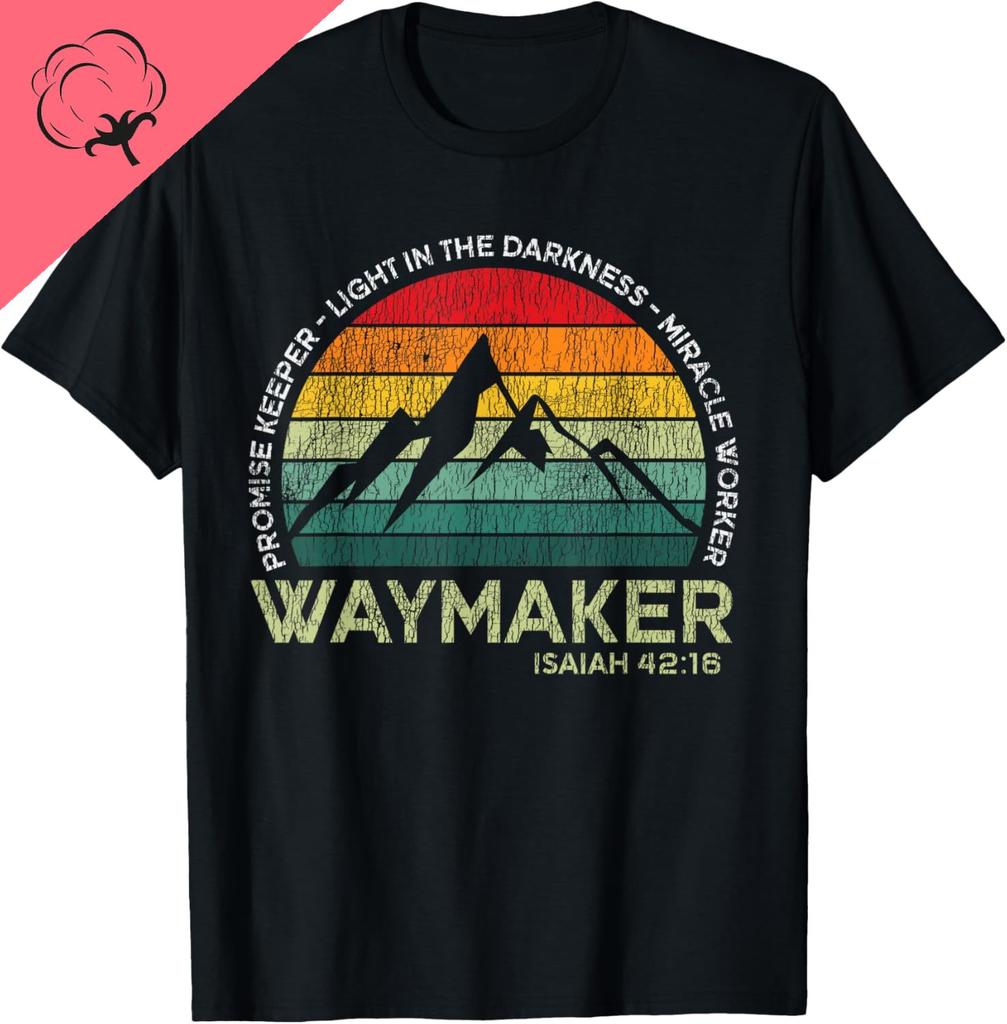 Vintage Waymaker Promise Keeper Miracle Worker Christian TShirt Casual Funny Shirt Customizable Printed Tshirt
