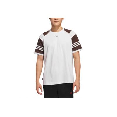 adidas Originals Classic Sports Series Color Block Gestreiftes Rundhals Kurzarm T-Shirt Unisex Oberteile Kristallweiß Dunkelbraun JP1160