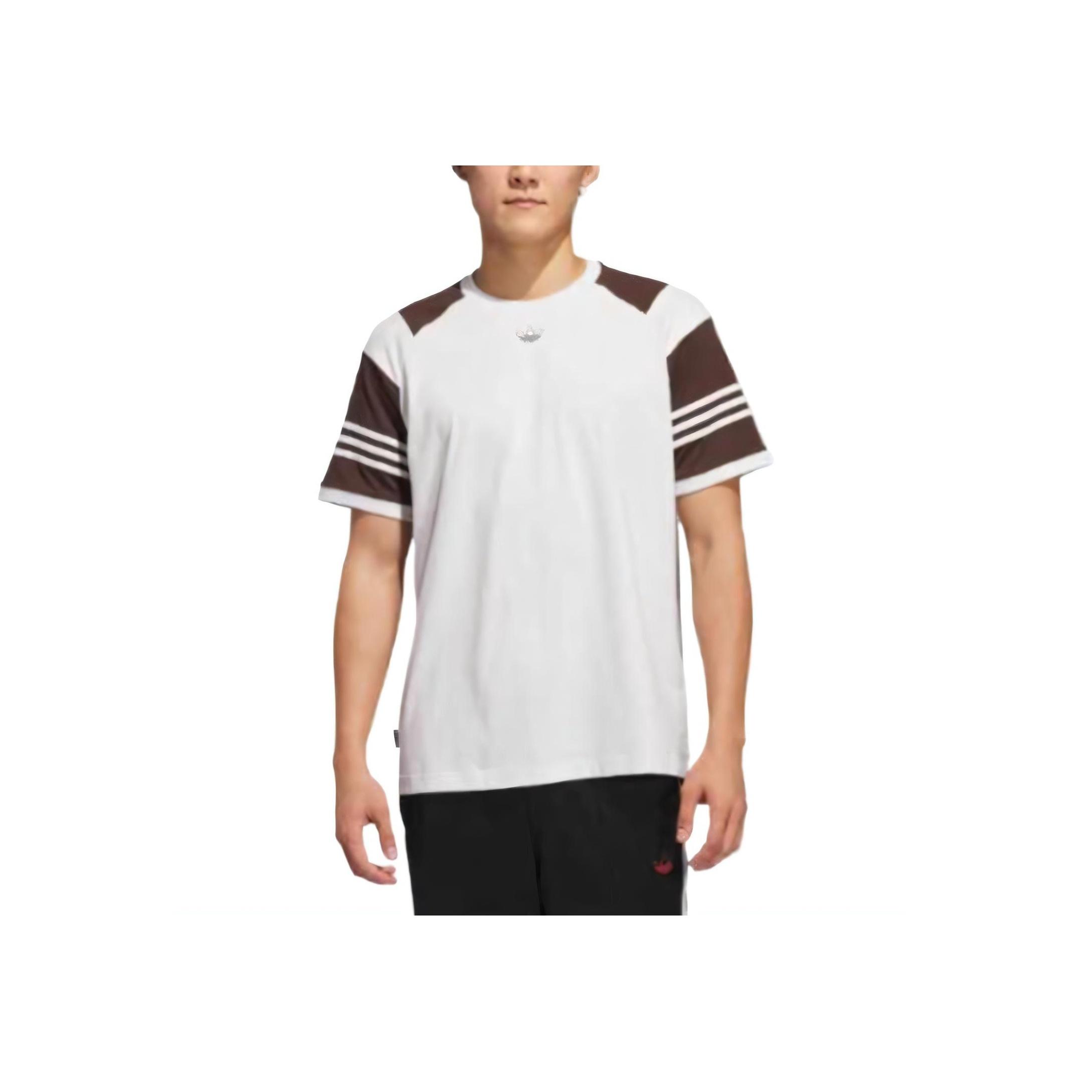

Футболка Adidas Originals Classic Sports Series с цветными полосками и круглым вырезом, короткими рукавами, унисекс, кристально-белая, темно-коричневая JP1160 XL