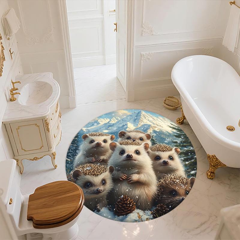 Hedgehog pattern round rug,Carpet Rug for Living Room Bedroom Playroom ,Non-slip Floor Mat,Holiday Gifts and Birthday Gifts.