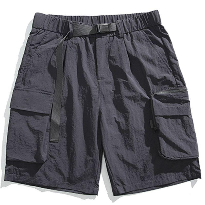 Japanese Fashion Brand Multi-Pocket Workwear Shorts Export Export Men Summer Thin Loose Straight-leg Casual Cropped Pants Dark gray EUR32