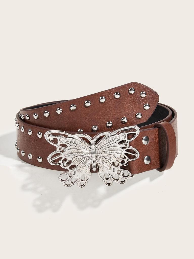Women's Retro Hollow Butterfly Leather Waist Belt - Versatile Fashion Accessory for Jeans
