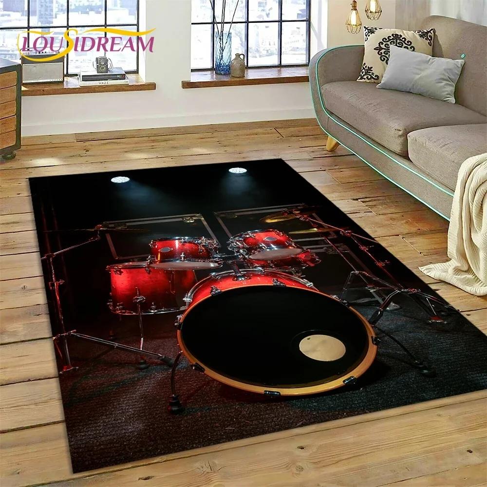 3D Drum Kit Drum Stand Set Music Instruments Carpet Rug for Bedroom Living Room Home Sofa Decoration,Child Large Decor Floor Mat