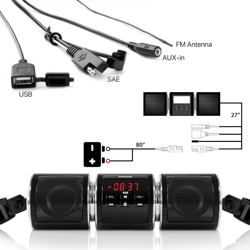 Bluetooth Audio Motorcycle Stereo Speaker Motorcycle Installation MP3 Music Player Amplifier Scooter Bicycle USB FMRadio Speaker
