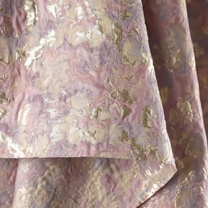 100x150cm Pink Gold Oil Painting Style Jacquard Fabric with Gold Thread Shimmering Texture for DIY Clothing and Home Décor