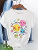 Women's Sweet Smile Face T-Shirt - Cute Smiling Face & Print, Short Sleeve Crew Neck Casual Blouse for Daily Wear,