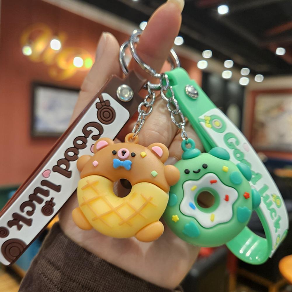 

Cartoon Sweet Donut Keychain Cute Bear Backpack Ornaments Animal Pendant Keyrings Gifts розовый