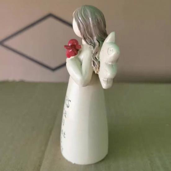 Resin Desktop Figurine Little Angel Girl/Sisterhood/Friendship Statue for Shelf Home Office Desk Car Decor