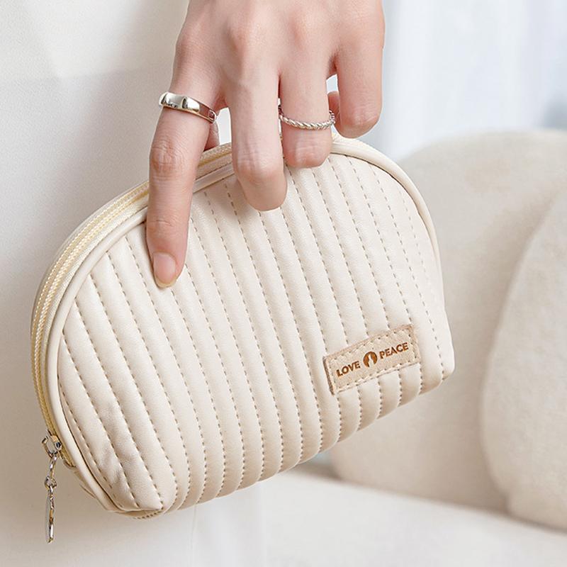 Stylish Waterproof Travel Cosmetic Bag For Women Half-Circle Cake Makeup Bag