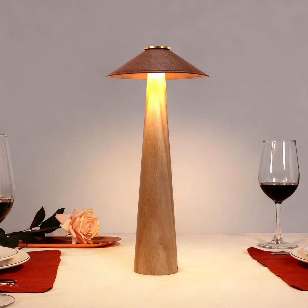 Nordic Wooden Mushroom Night Lamp Minimalist Vintage Style Bedside & Table Light for Bedroom and Living Room Night Light