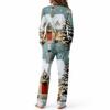 Women's Casual Pajama Set with Round Neck Long Sleeve and Wide Leg Pants for Sleep