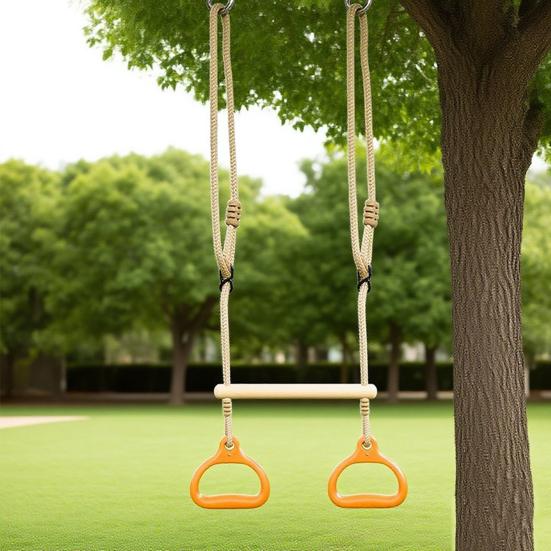 Fitness Ring Hanging Swing Rod Anti-Slip Grip Adjustable Length Smooth Shape Design Safety Knot Fitness Ring