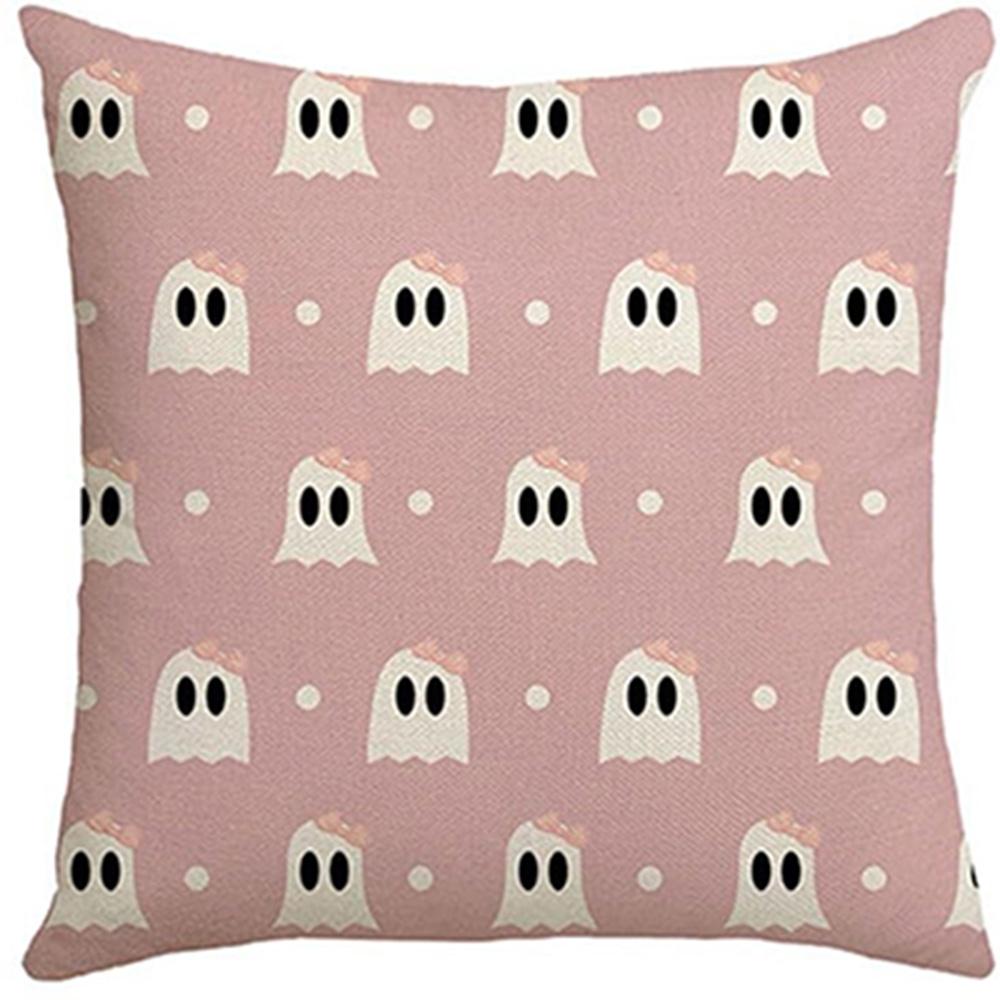 Adorable Pink Halloween Pillowcases: Ghosts, Pumpkins, And Spooky Vibes! Sofa Cushion Cover, Holiday Party Decoration, Gift