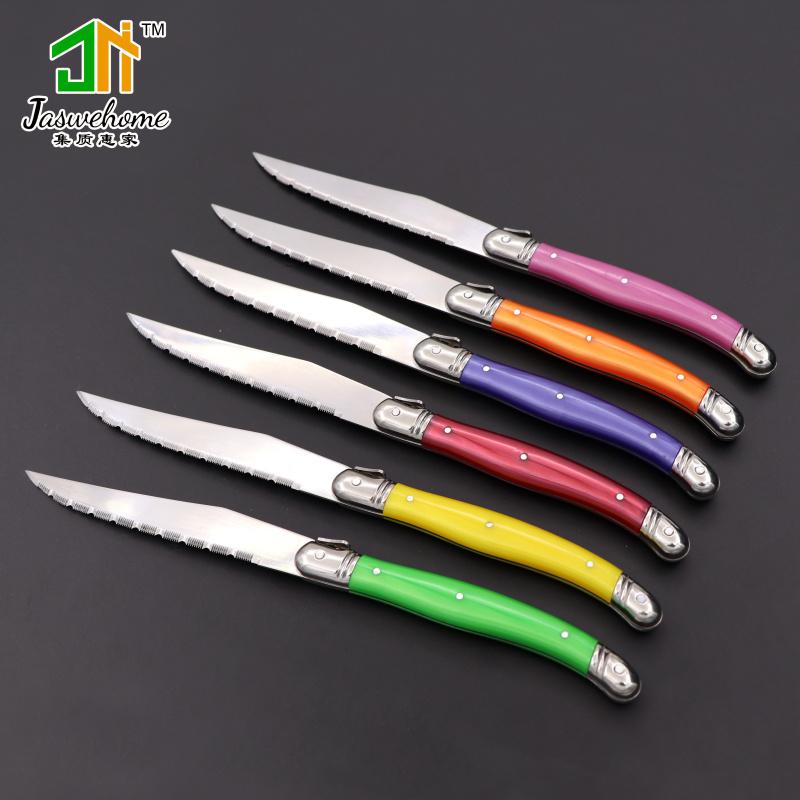Jaswehome 6pcs Stainless Steel Laguiole Steak Knife Set Dinner Table Knife Flatware Dessert Knife Set of Knives for Dinner