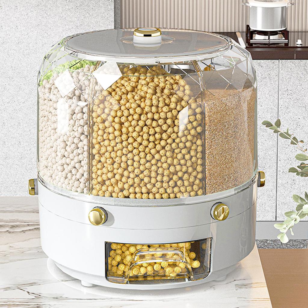 Cereal Dispenser Container Top Pantry Oatmeal Food Storage Organizer White
