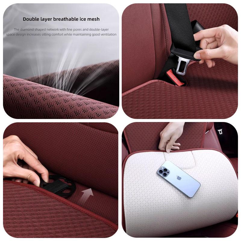 BATZ9 Car Seat Cushion Ice Silk Breathable Protector Cover Pad For Skoda Octavia Superb Rapid Kodiaq Karoq Fabia Kamiq Enyaq RS Scala
