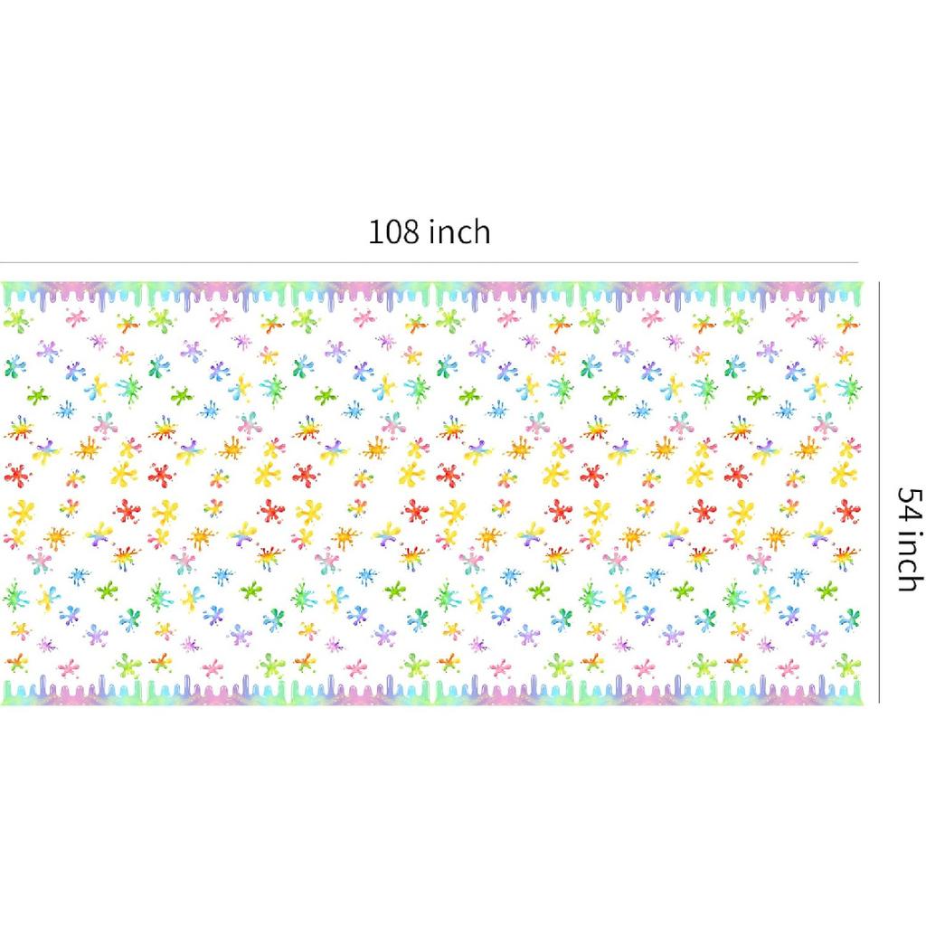 Xigejob Slime Birthday Party Tablecloth Decorations for Kids, Disposable Colorful Splatter Splash Theme Pink Slime Party Supplies Tablecover, 3 Pack,