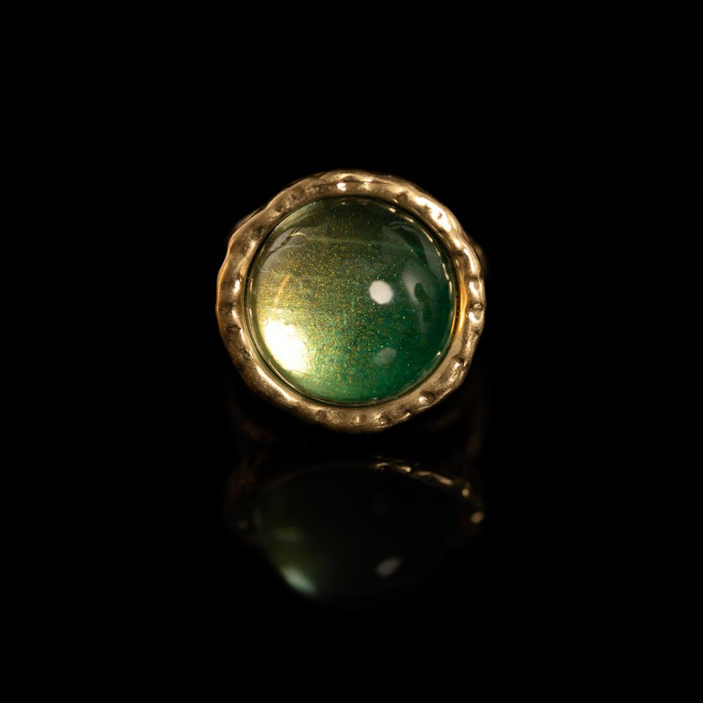 Medieval Vintage High Fashion Personality Temperament Atmosphere, Retro Copper Plating Green Gradual Change Glazed Round Earrings