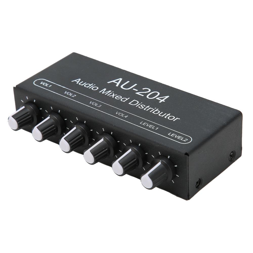 DC 5-15V Headphone Amplifier Mixer 2 In 4 Out Signal Mixer Box  for Stage Performance
