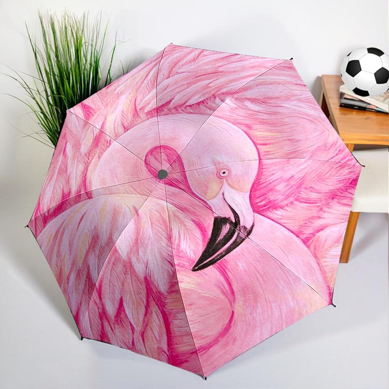 Cartoon Rosa Flamingo Regenschirm Automatisches Öffnen/Schließen, Stabiler Eisenrahmen & 8-Rippen-Struktur, Regenschirm für Damen & Herren, Weihnachtsgeschenke