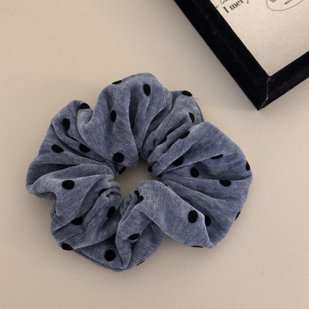 Laid-back and Retro Plush Polka Dot Large Intestinal Hair Band, High-end and Elegant Hair Tie, Women's Ponytail Hair Tie