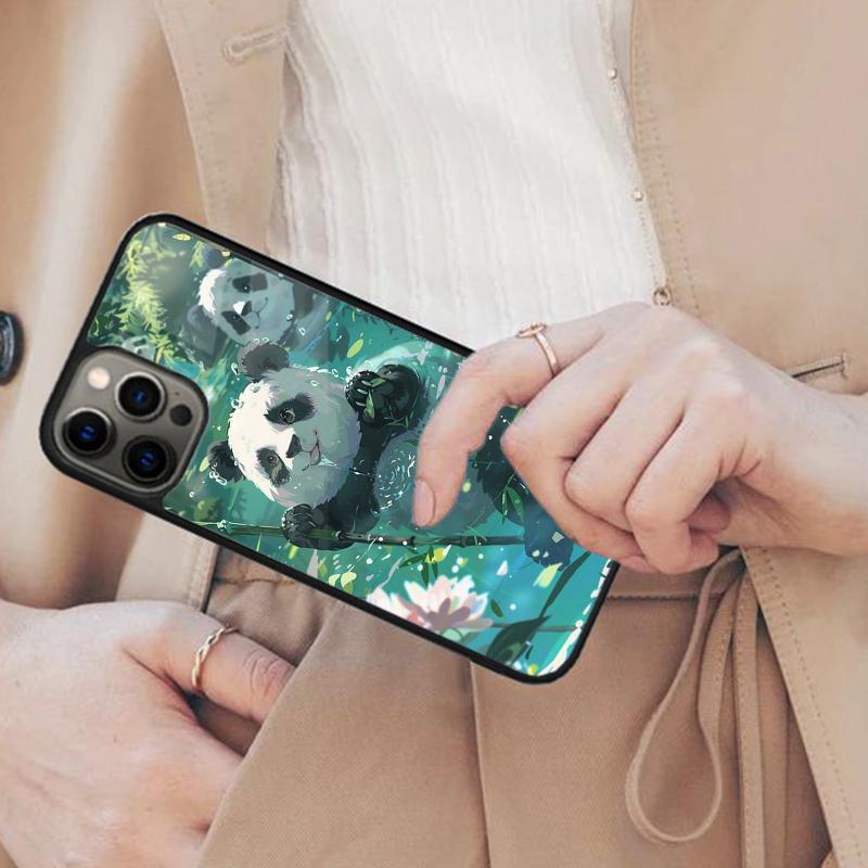 Panda and bamboo pattern Magnetic Phone Case For APPLE iPhone 17 Air 16 14 13 12 Pro Max 15 Plus Wireless Charge MagSafe Cover