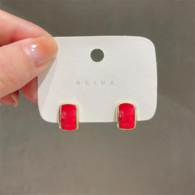 Trendiger Chic Emaille C-förmige Damen Ohrstecker Rot Grün Rosa Farbe Kleine Ohrringe für Mädchen aretes de mujer neu