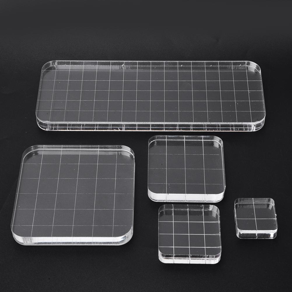 5 Pcs Rubber Stamp Block Transparent Acrylic Round Angle Manual Stamp Making Accessory