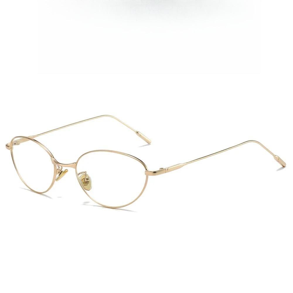 Korean Gold Cat Eye Sunglasses Shaped Frame for For Women Ultra Light Anti Blue Light Flat Lens Temperament Sunglasses Gafas De Sol