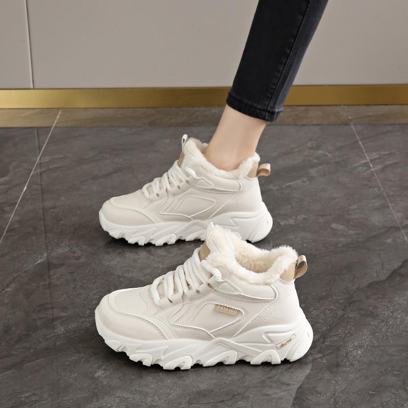 Fashion thick-soled velvet dad shoes for women 2 new winter thickened warm leisure sports