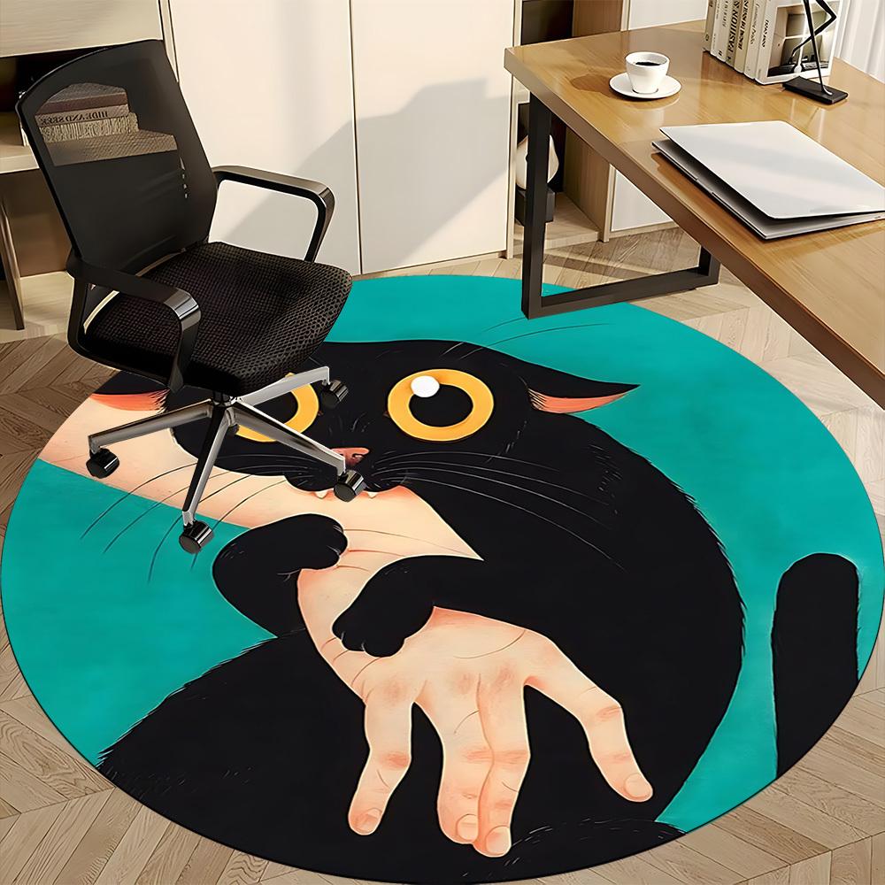 1pc Cat Pattern Office Round Area Rug, For Office, Laundry Room, Bedroom, Living Room, Under Office Chairs, Home Decor, Home Decor, Non-Slip