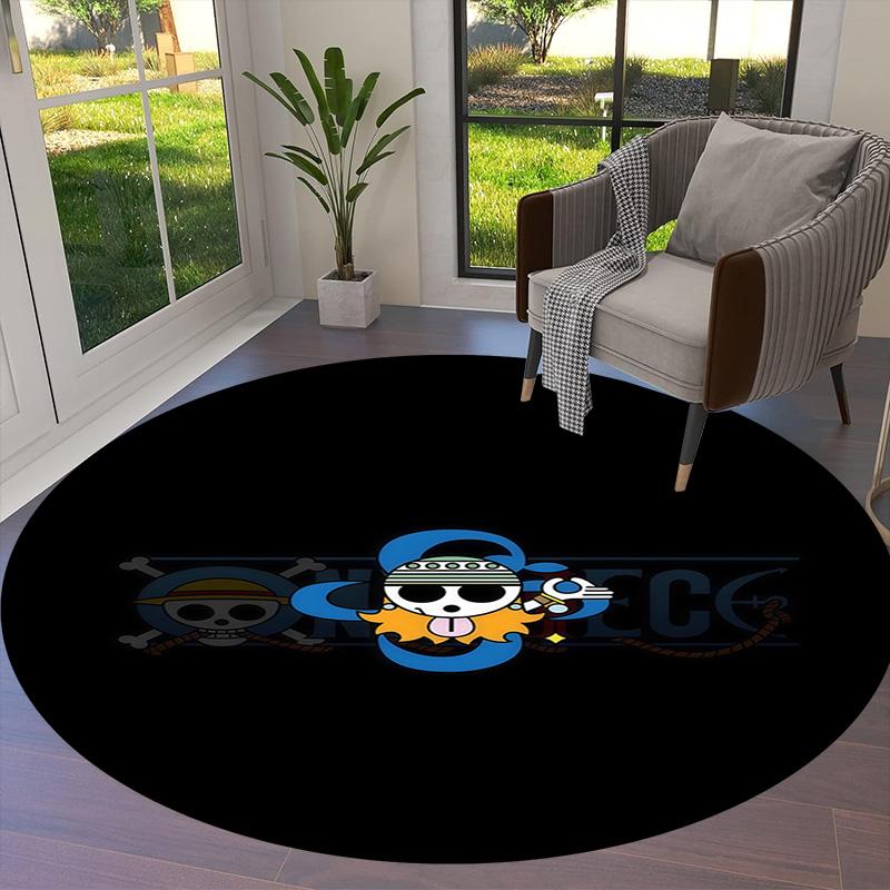 One Piece Logo Round Area Rug Carpet Rug For Living Room Bedroom Sofa Playroom Decor Nonslip Floor Mat