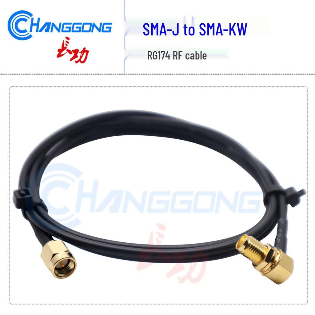SMA-KW/SMA-J RF Flexible 50 Ohm Jumper Cable: SMA Right Angle Female to SMA Male Coaxial RG174