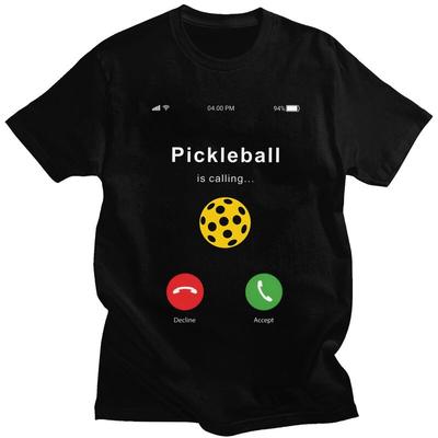 Pickleball Ruft T-Shirt für Herren 100% Baumwolle T-Shirt Lässiges Valentinstagsgeschenk T-Shirts Kurzarm T-Shirt Schlank geschnitten Kleidung