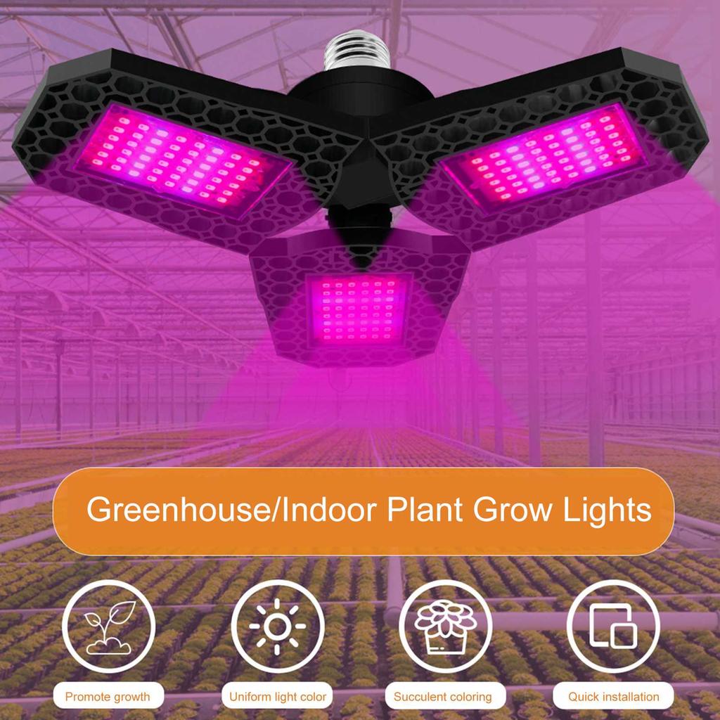 LED Plant Grow Light Foldable Red and Blue Spectrum Plant Light Triple Leaf Trellis Nursery Grow Lights