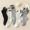 Girls White Bow Ruffle Knee High Socks Soft Lace Long Stockings Cute Spring Summer School Children Socks