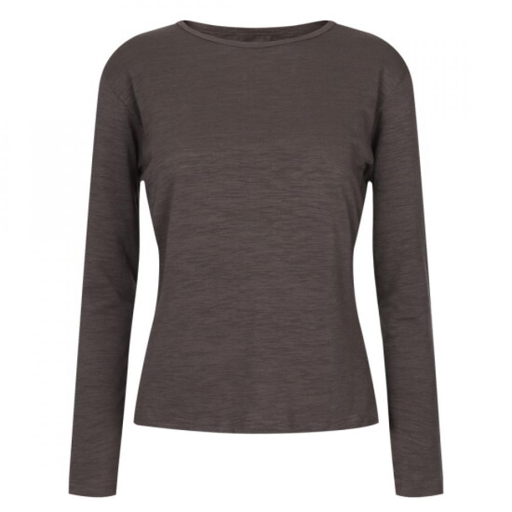 Shop Women S Korean Modal Side Shirred Long Sleeve Tee Brown Dai wSh260070