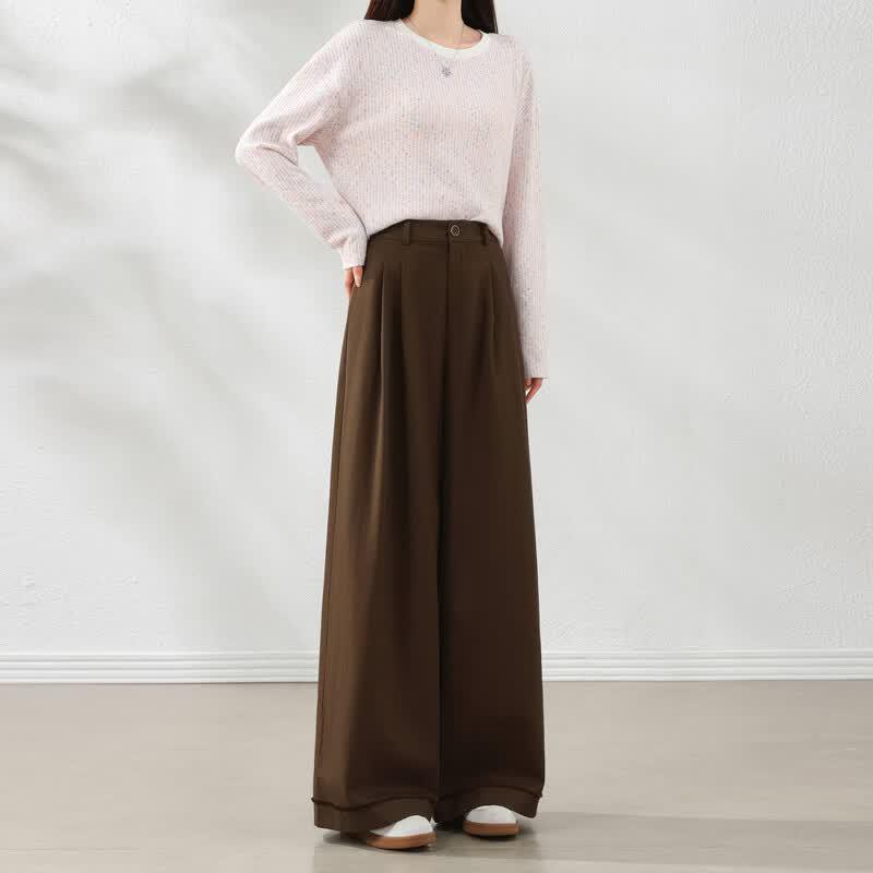 Women's Casual Frayed High-Waist Wide-Leg Pants