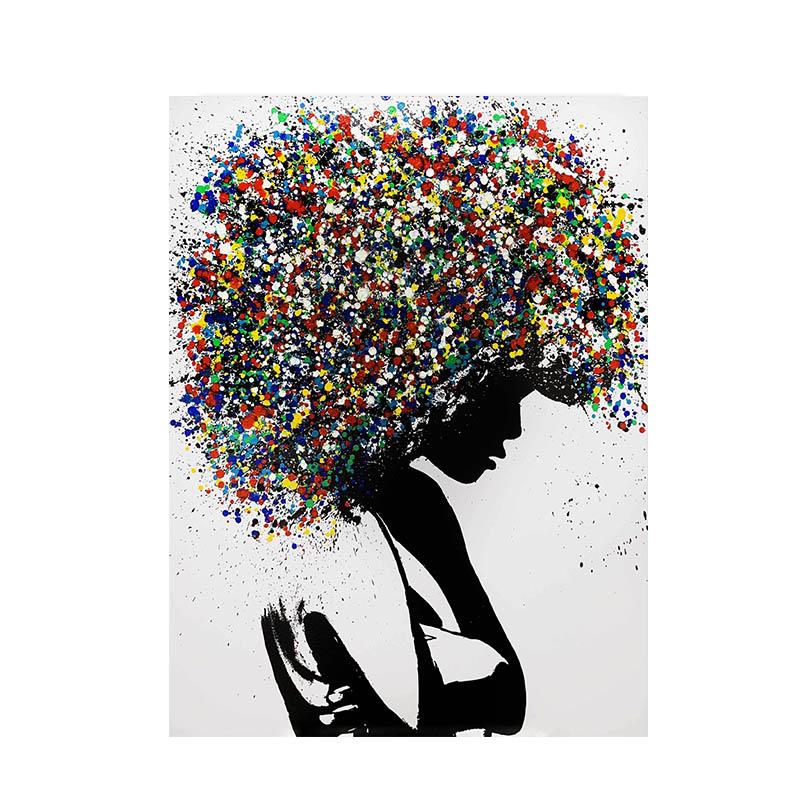 Abstract Woman Colorful Hair Watercolor Canvas Painting Poster Prints Wall Art Pictures for Living Room Home Decoration Cuadros