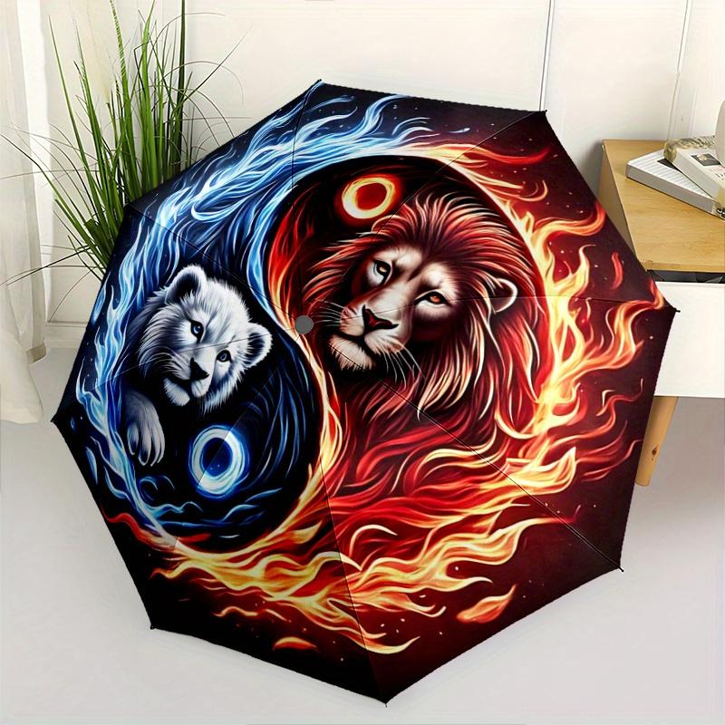 1pc Yin Yang Lions Automatic Opening and Closing Umbrella - Suitable for Various Occasions, Outdoor Activities, Lightweight and Durable Automatic
