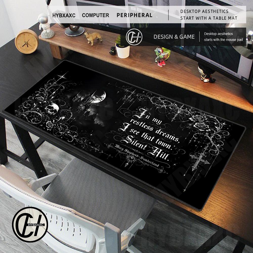Silent Hill Gothic Gaming Mouse Pad Large Dark Cybersigilism Desk Mat Horror Aesthetic Mousepad Black Castle Skull Art Deskmat