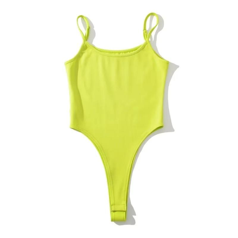 

Модный регулируемый плечевой ремень Ластовица Женский жилет С высоким вырезом на бедре С открытой талией Прилегающий Эластичный Сексуальный Летний Цельный Базовый топ Fluorescent green L