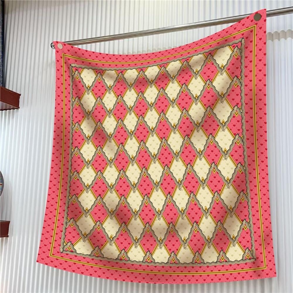 Silk Scarf Women Floral Printed Square Scarves Head Echarpes Silk Foulards Femme Wraps Beach Shawls Bandana Lady Hijabs 90CM