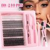 320 Cluster Dense D Curl Eyelashes: Natural, Lightweight 5-16mm DIY Segmented False Lashes