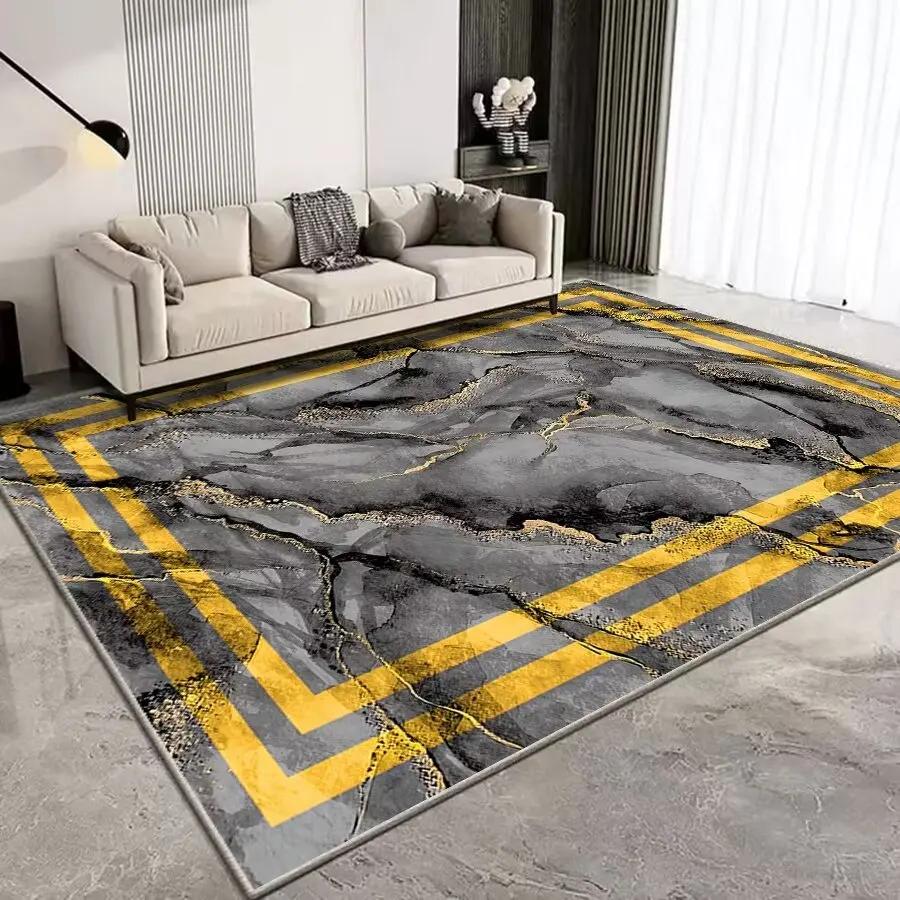 Modern Marble Mat Light Luxury Decoration Living Room Customized Fluffy Soft Carpet Washable Bedroom Home Floor Rug Anti Slip
