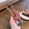 4 Piece Stainless Steels Round Spoons With Ergonomic Wood Handle Flatware Silverware For Family Meals And Entertaining