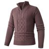 Men's Casual Half-Zip Cable Knit Pullover Sweater with Stand Collar for Fall and Winter