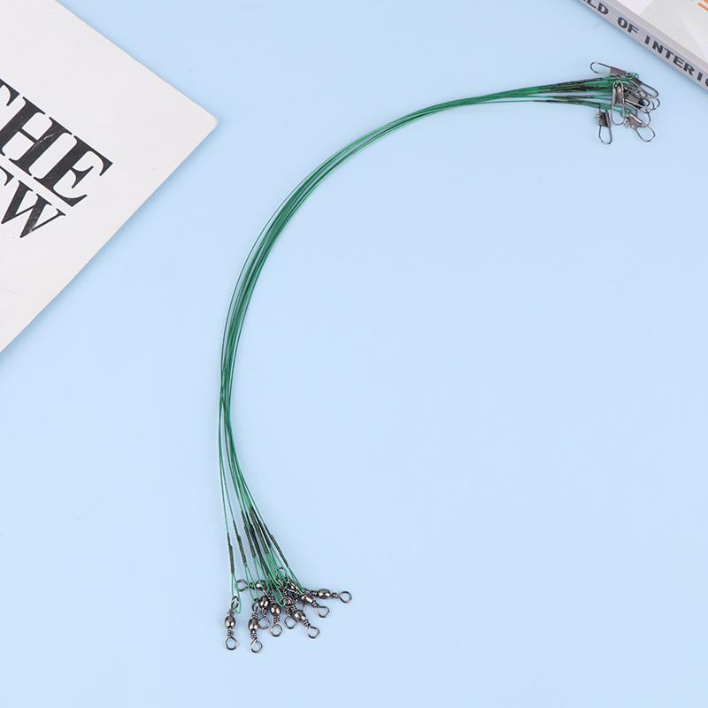 10Pcs 10/15/20/25/30Cm Anti-Bite Steel Wire Leash Lure Fishhook Line Trace Wire Leader With Swivel Fishing Lure Accessories