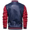 Men's Spring and Autumn Leather Jacket Men's Casual Jacket PU Jacket Baseball Velvet Stand-up Collar Men's Leather Jacket