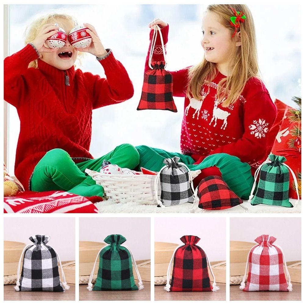 10pcs/lot Cotton Christmas Gift Drawstring Bags Burlap Gift Bag Cosmetic Wedding Candy Gift